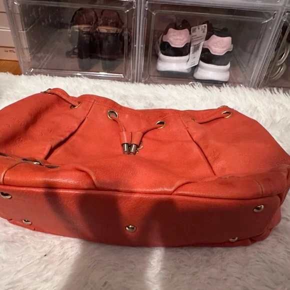 MCM Orange Leather Hobo Bag with Gold Details - Picture 10 of 16